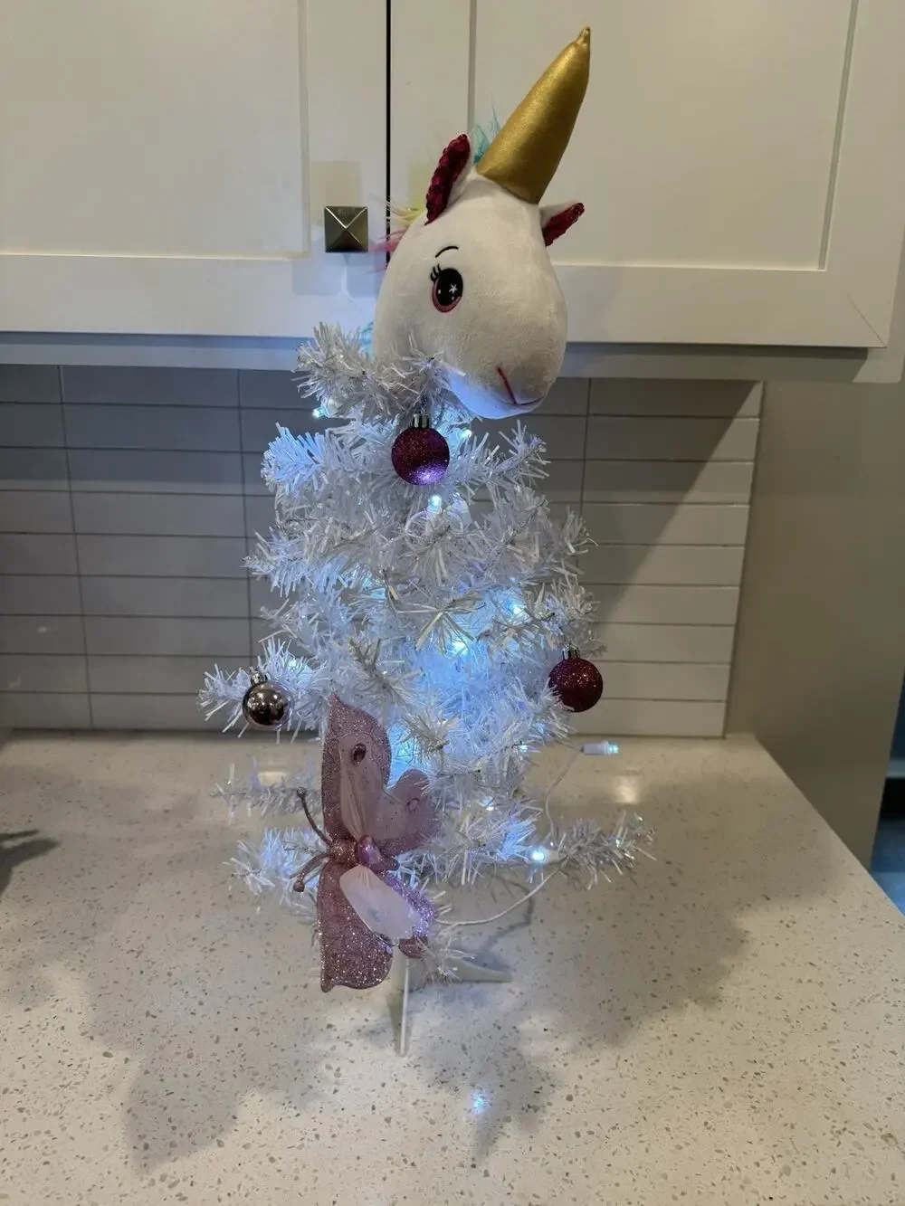HOLIDAY CHRISTMAS WHITE UNI-CORN PRE LIT LED LIGHTS TREE